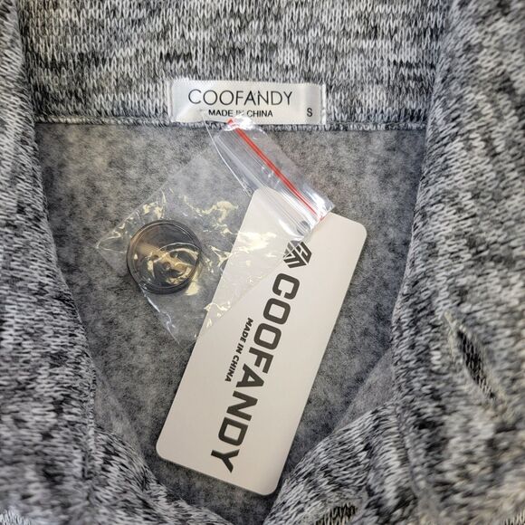 Coofandy Mens Marled Gray Qtr Button Pullover Long Sleeve Sweater S NWT - Picture 7 of 16